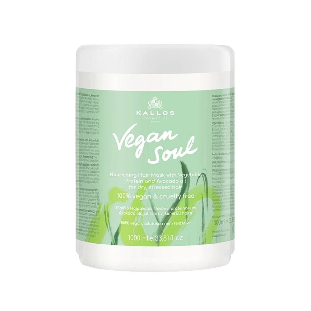 Kallos Cosmetics Vegan Soul Nourishing Hair Mask for Dry & Damaged Hair - 1000ml Vegan Hair Care Kallos Vegan Soul Hair Mask for Dry Hair vegan hair mask, nourishing hair care, dry and damaged hair treatment, Kallos Cosmetics Vegan Soul, large capacity hair mask, cruelty-free hair products, vegan beauty products, hair nourishment, moisturizing hair mask, ethical beauty, hair repair, vegan hair care routine