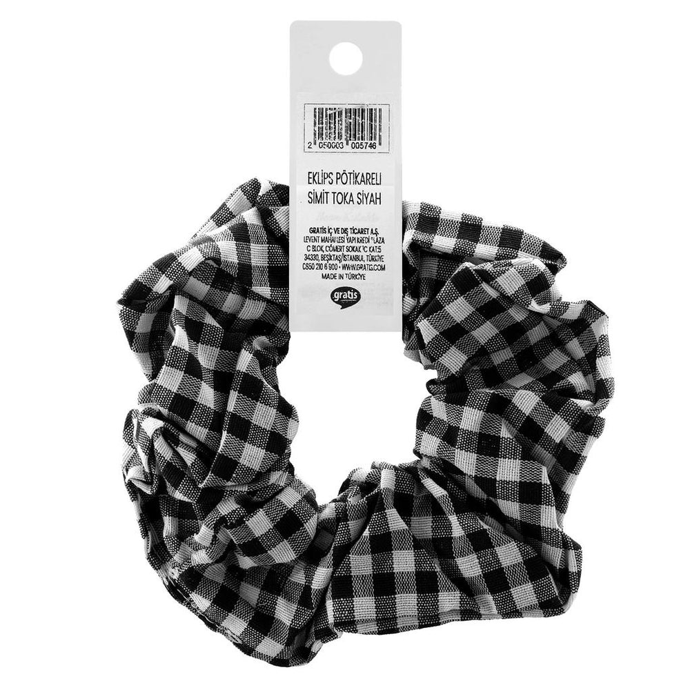 Eklips Black Gingham Scrunchie Hair Accessory 1 pc