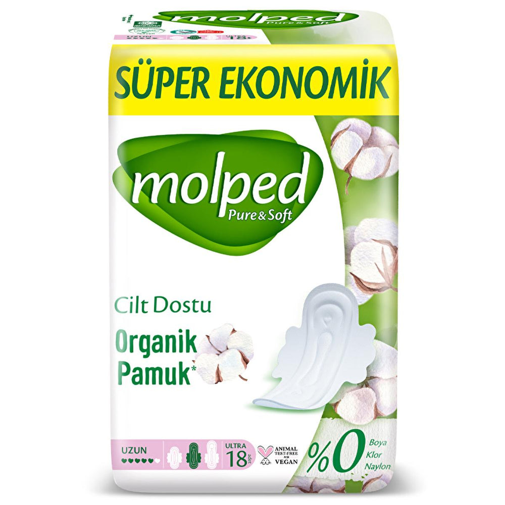 Molped Organic Cotton Sanitary Pads - Pure & Soft, Hypoallergenic, Vegan & Helal Certified for Comfort & - Hygiene Products