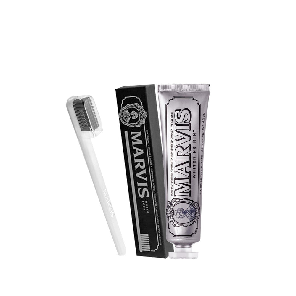 Marvis Whitening Mint Toothpaste & Toothbrush Set: Achieve a Brighter Smile & Fresh Breath - Complete Oral Hygiene Kit Marvis Whitening Toothpaste Set: Brighter Smile & Fresh Breath! whitening toothpaste, mint toothpaste, toothbrush set, oral hygiene, teeth whitening, Marvis toothpaste, whitening mint, dental care, toothbrush and toothpaste, teeth cleaning, toothpaste, toothbrush, oral care, dental hygiene, whiter teeth, fresh breath, value set, beauty, personal care, oral health, stain removal, mint flavor