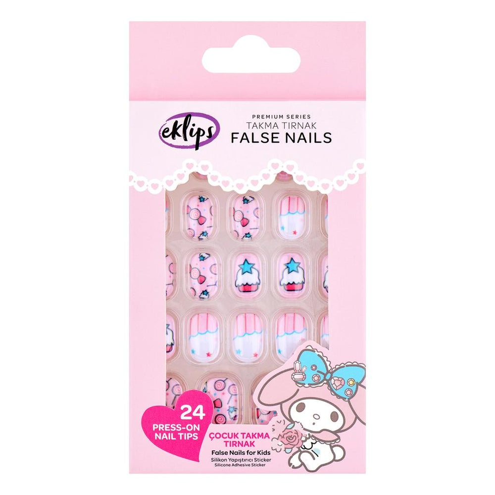 Eklips Kids Press-On Nail Set with Fun Designs 24 Count