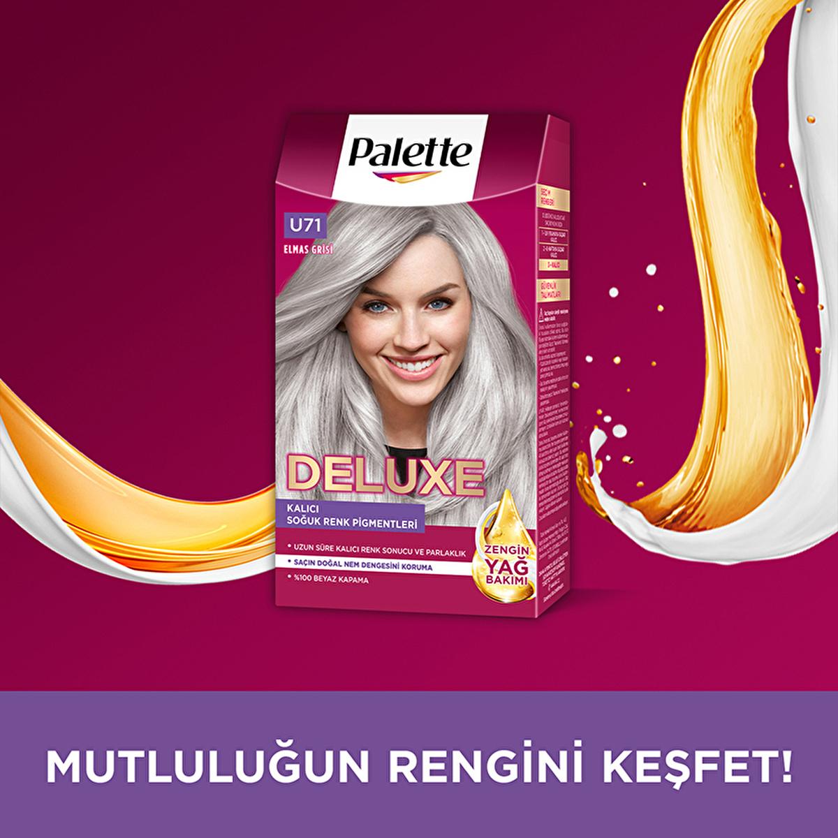 Palette Deluxe U71 Elmas Grisi Hair Dye - Long-Lasting Gray Hair Color with Nourishing Properties Palette Deluxe U71 Elmas Grisi Hair Dye - Long Lasting Hair dye, Long-lasting hair color, Gray hair dye, U71 Elmas Grisi hair color, Hair coloring product, Nourishing hair dye, Palette Deluxe, Hair care, Gray hair color, Vibrant hair color