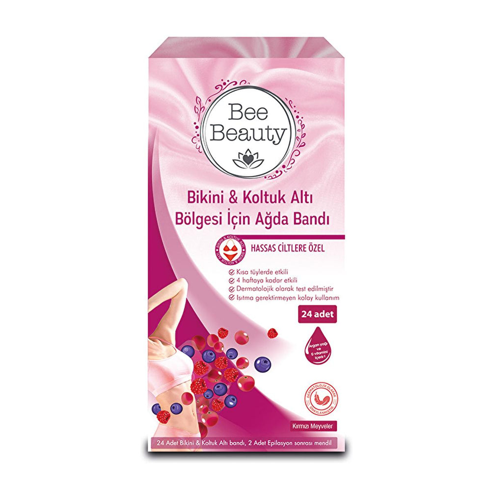 Bee Beauty Bikini and Underarm Wax Strips for Sensitive Skin - Easy Hair Removal at Home, 24 Count - Hair Reducing Products