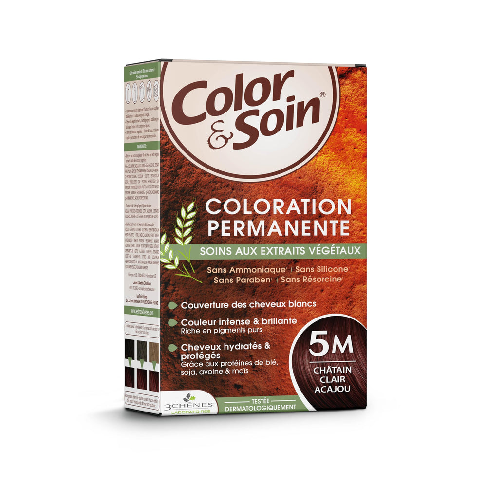 Color&Soin Natural Ammonia-Free Hair Dye - Light Mahogany Chestnut Shade, Gentle Conditioning Hair Color Treatment for N