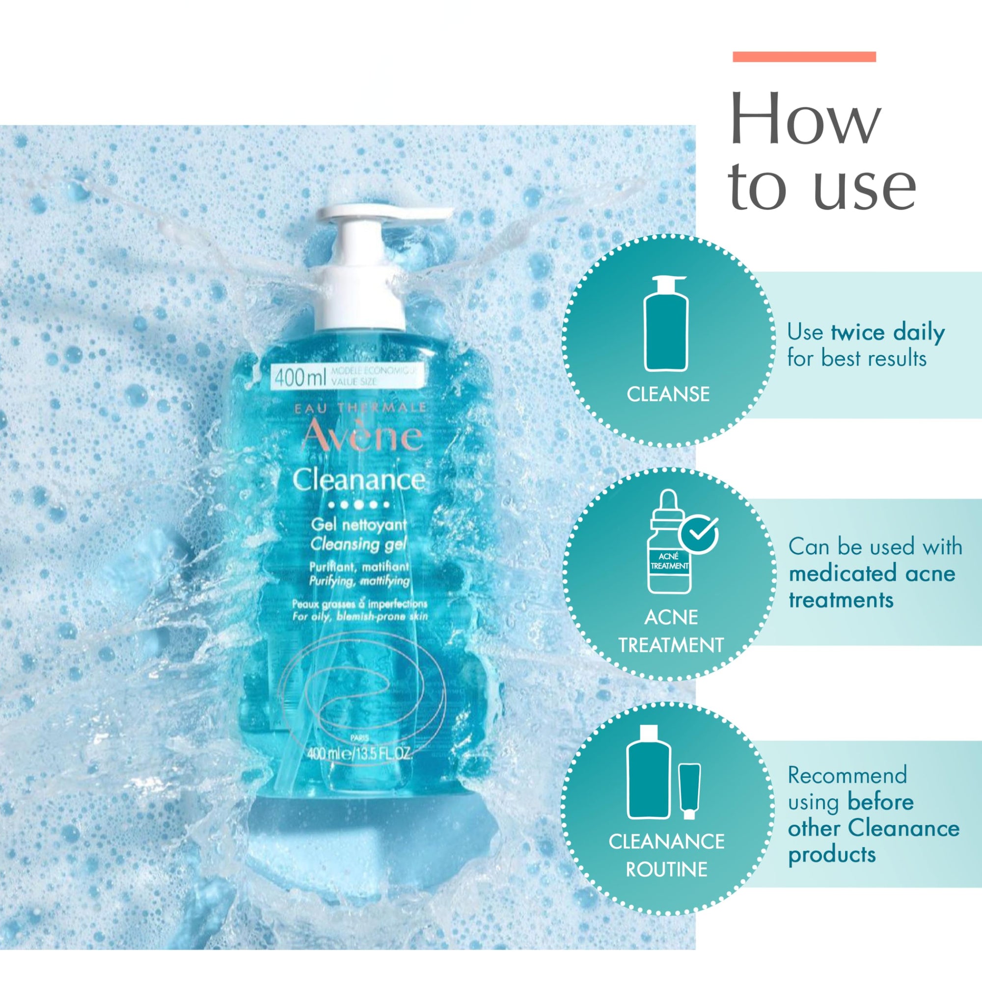 Avene Cleanance Cleansing Gel for Combination and Oily Skin 400ml