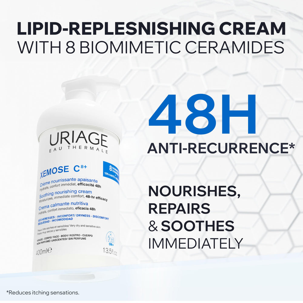 Uriage Uriage Xemose Lipid Replenishing Cream 400ml - Moisturizing Cream for Dry Skin, Hydrating Face & Body Cream for B