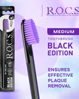 R.O.C.S. Black Edition Toothbrush - Elegant Design | Medium Hardness