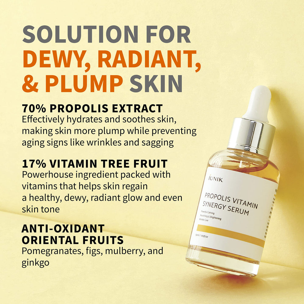 Iunik Propolis Vitamin Synergy Serum - Natural Age-Defying Skincare for Sensitive Skin