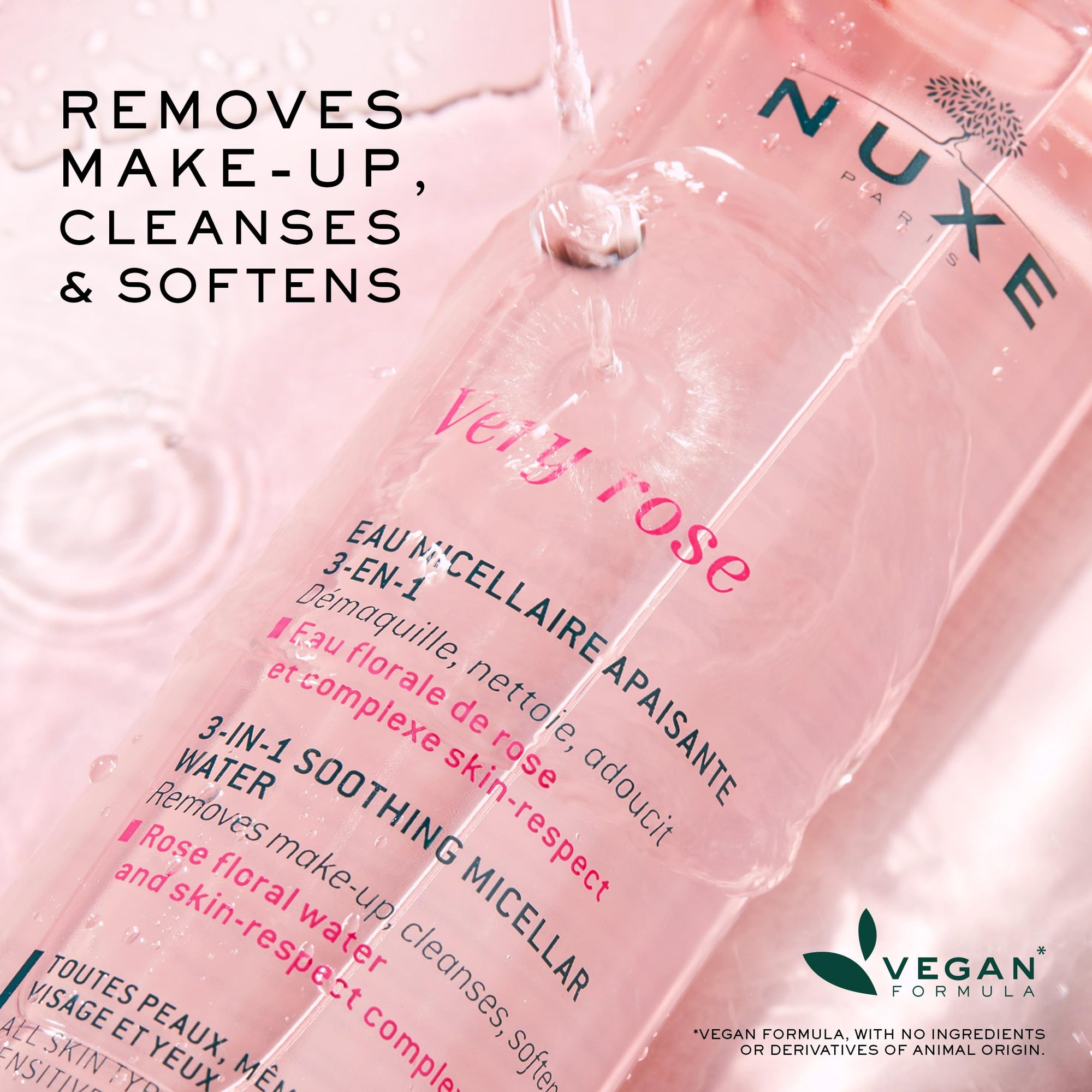 Nuxe Very Rose 3 In 1 Soothing Micellar Water - Gentle Makeup Removal &amp; Skincare