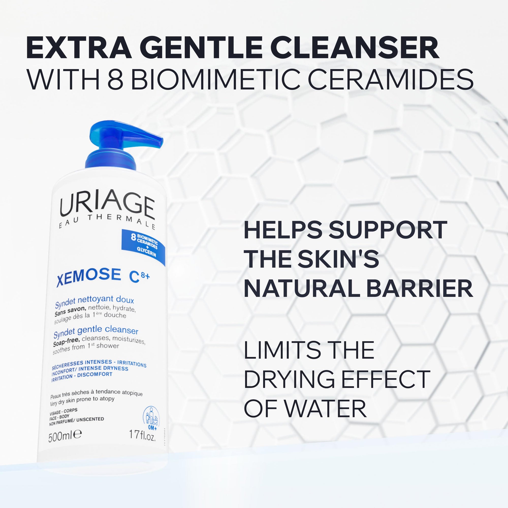 Uriage Xemose Gentle Cleansing Syndet 500ml - Soothing Cleansing Gel for Dry, Sensitive Skin - Fragrance-Free & Hypoallergenic - image 4