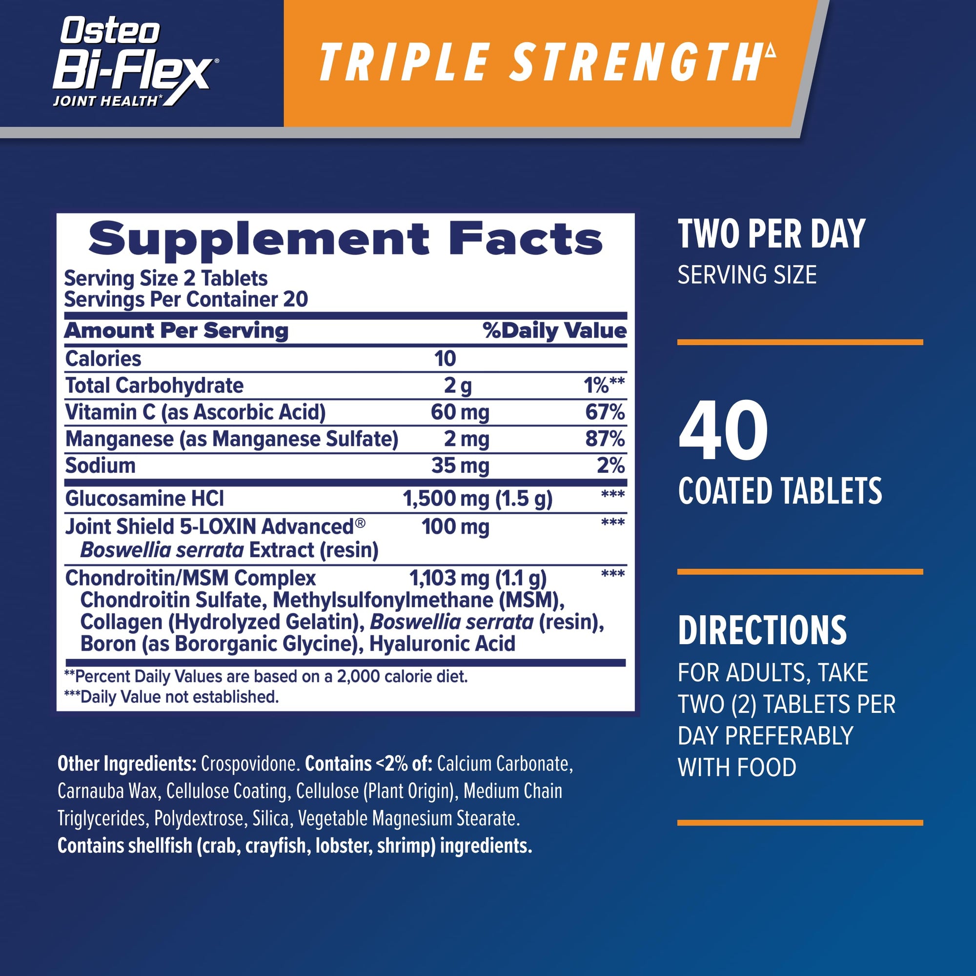 Osteo Bi-Flex Advanced Triple Strength Joint Health Supplement - 40 Tablets with Glucosamine, Chondroitin &amp; MSM