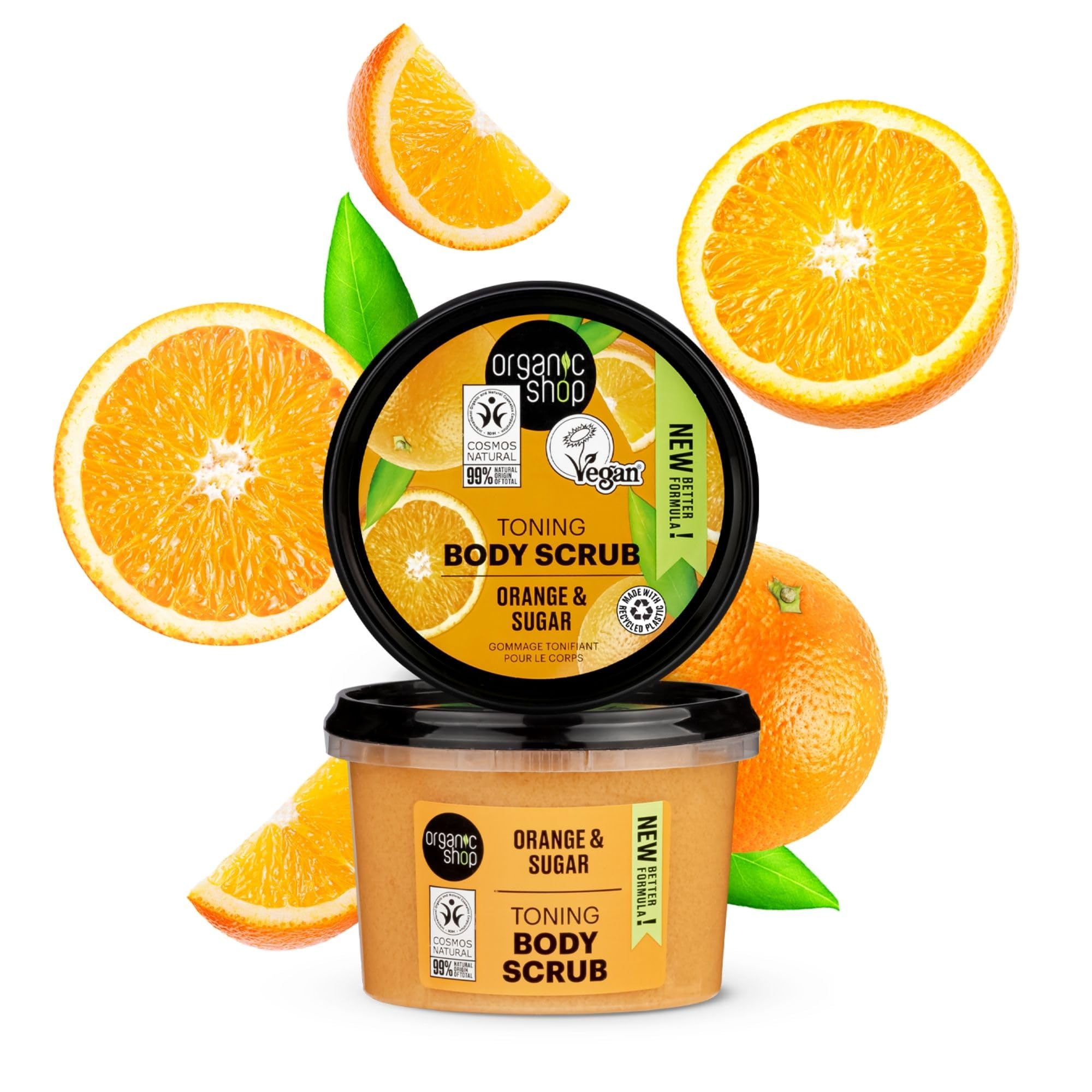 Organic Shop Citrus Body Scrub - Natural Skincare with Vitamin C, 12.17 fl oz