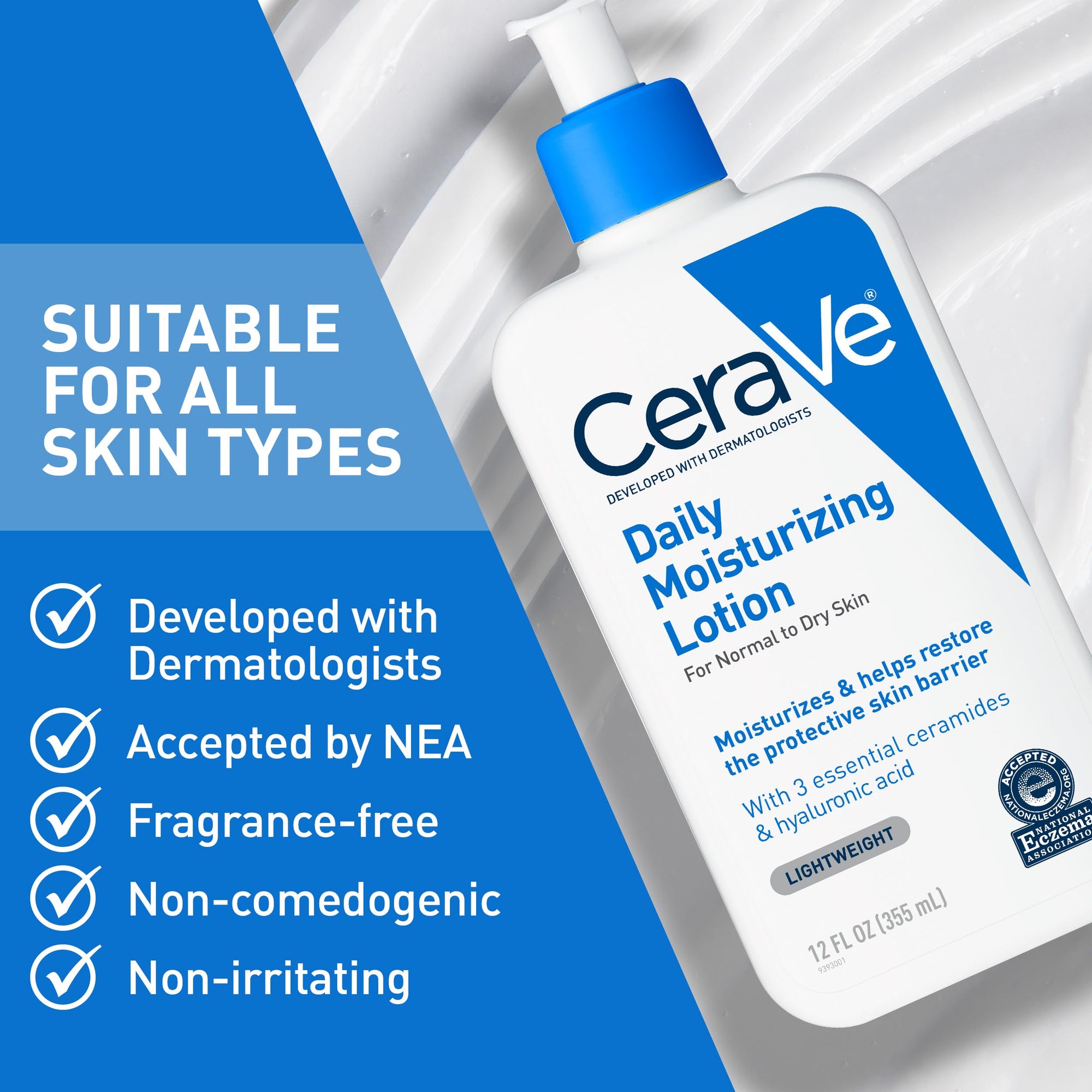 CeraVe Facial Moisturizing Lotion - Non-Comedogenic, Fragrance-Free, Hyaluronic Acid &amp; Ceramide Skincare for Normal to D