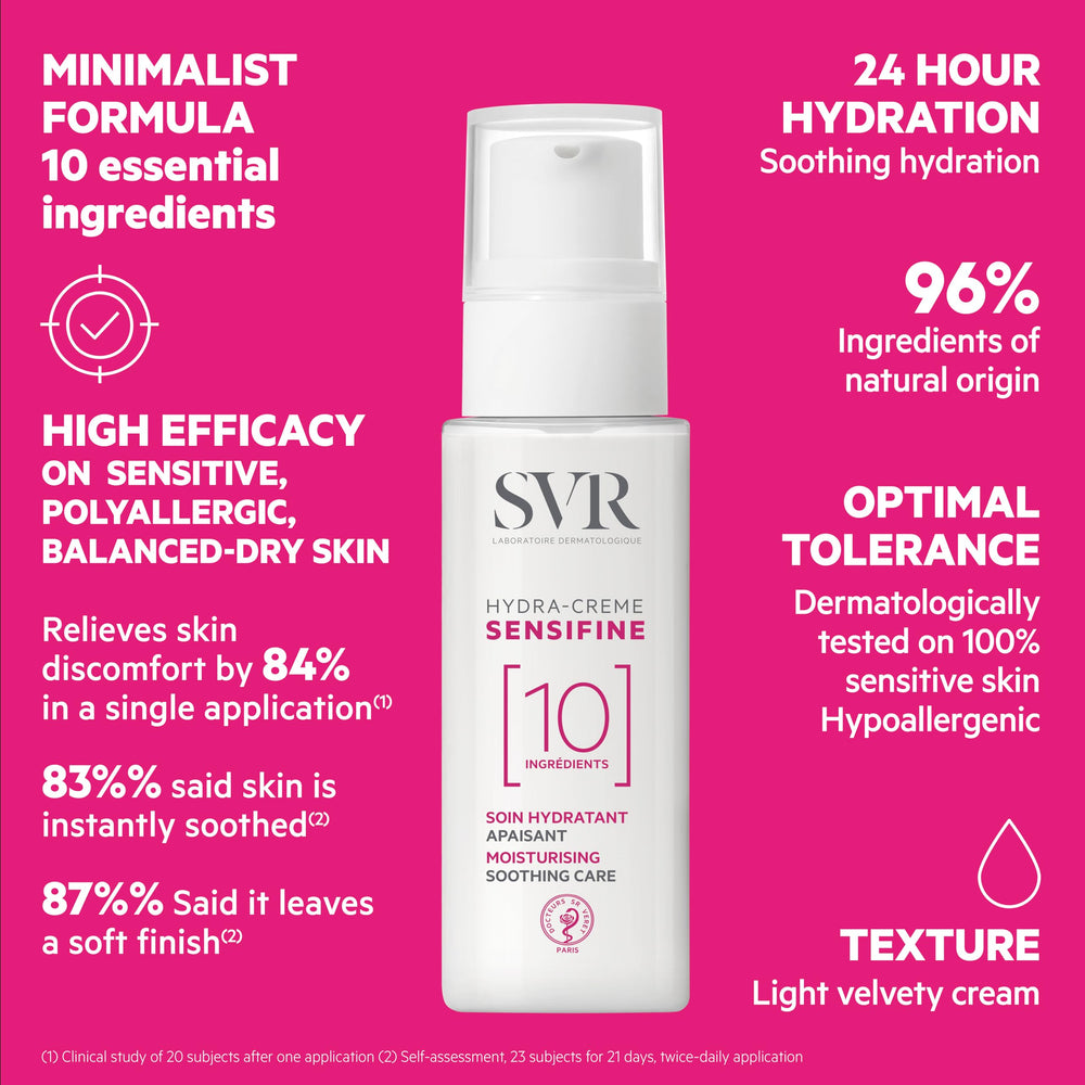 SVR Sensifine Hydra Moisturizing Cream for Dry & Sensitive Skin - Natural Skincare, Hydrating & Nourishing Cream, 1.35 f