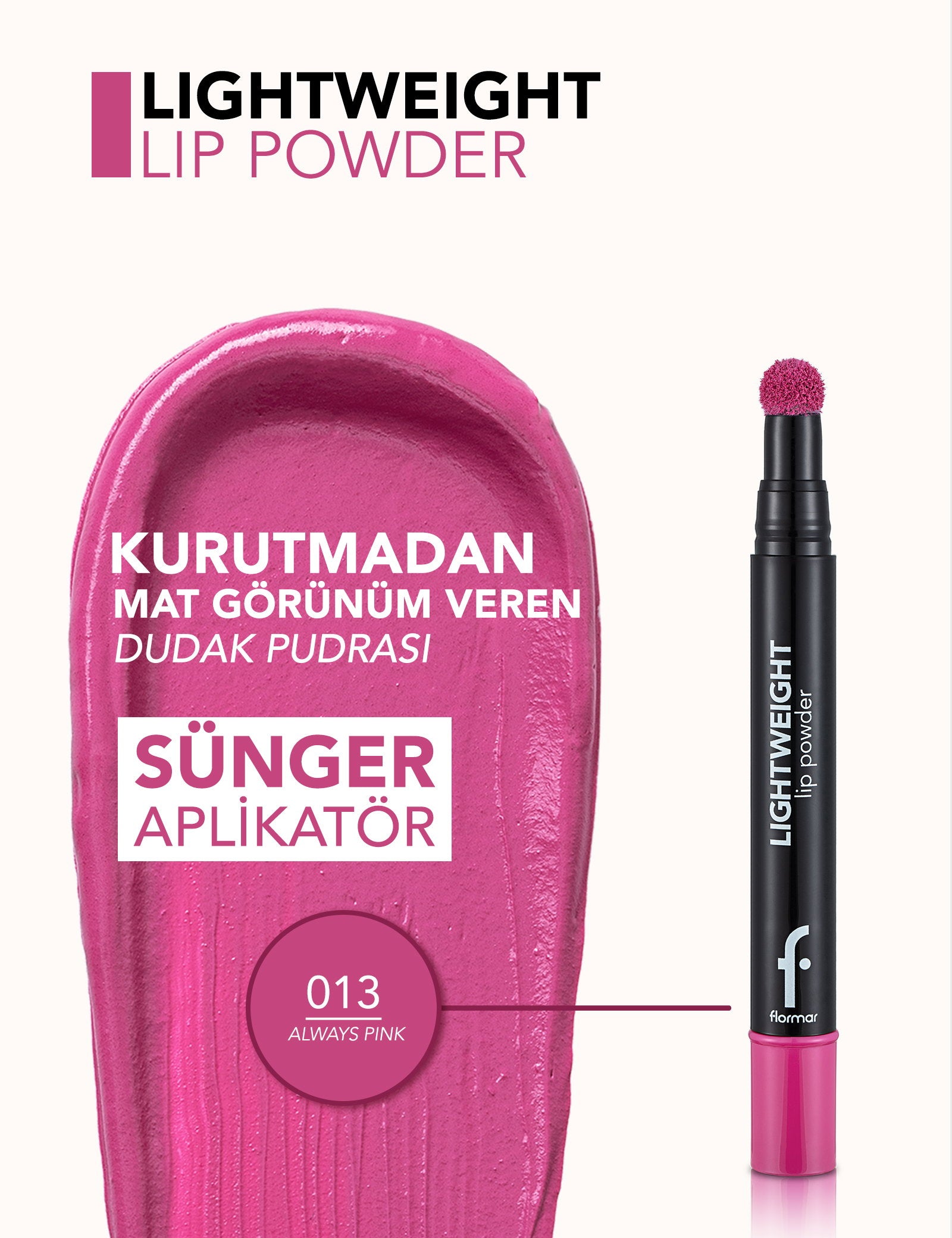 Flormar Lightweight Moisturizing Lip Powder with Matte Finish