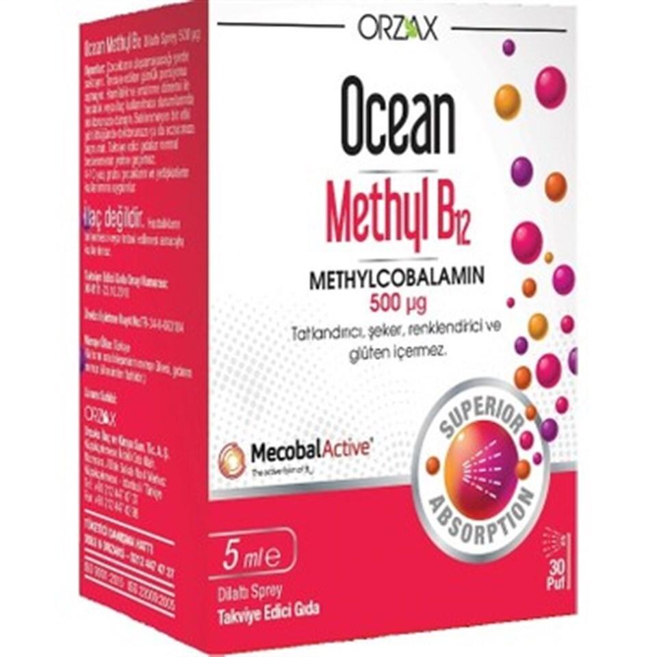 Ocean Vitamin B12 Methylcobalamin Sublingual Spray Supplement for Adults & Children - 500 mg, 5 ml - Vitamin & Supplement