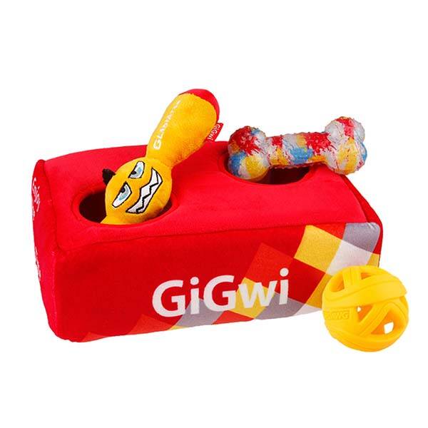 Gigwi Plush Bone Bag Dog Toy with Squeaker 1 Count