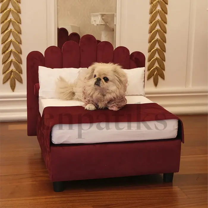 Lepus Luxe Base Pet Bed for Cats & Dogs Burgundy 73x71 cm