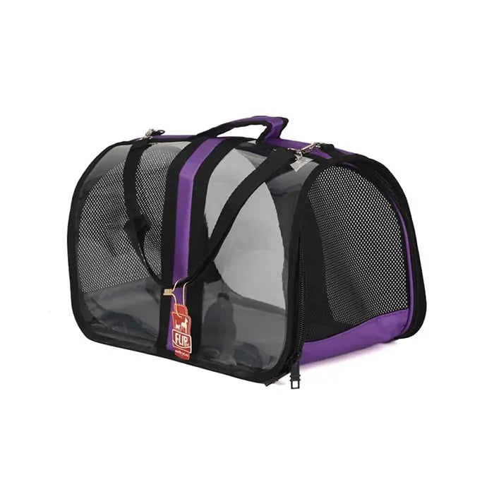 Bacco Milano Clear Pet Carrier Bag for Cats and Small Dogs Purple