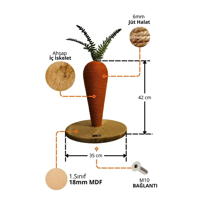 Lotus Pet Design Carrot Scratching Post for Cats 42cm