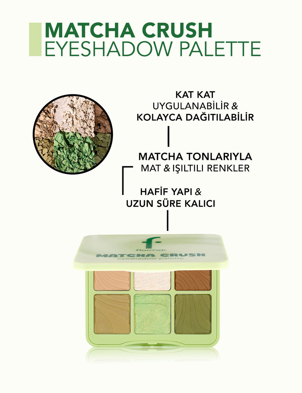 Flormar Matcha Choco Satin & Matte 6-Shade Compact Eyeshadow Palette, 1.2 g