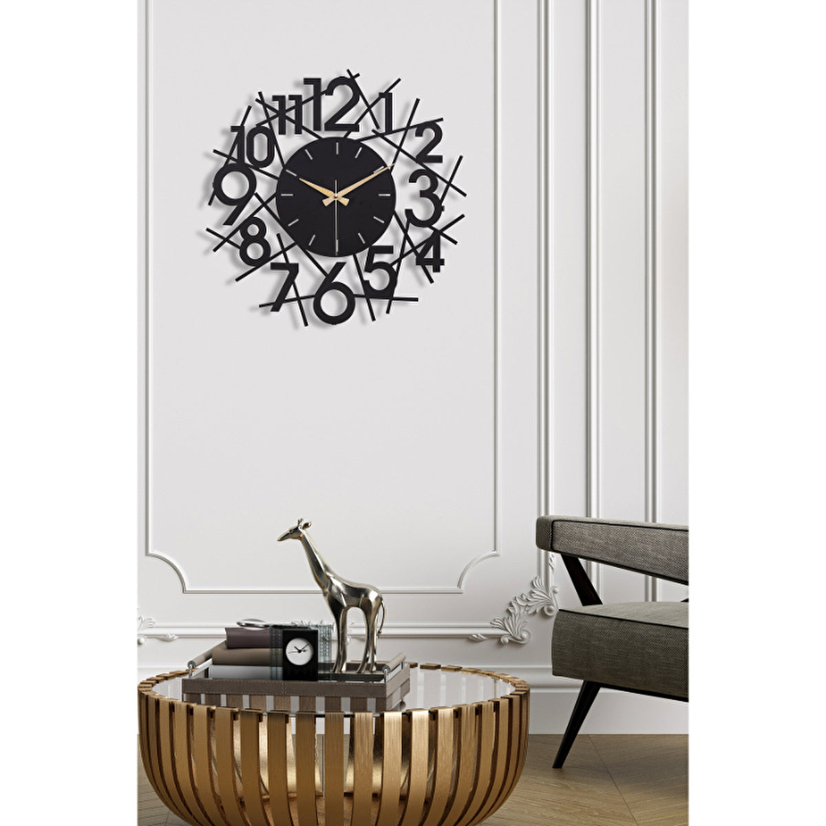 Muyika Linear Black Metal Wall Clock 16" x 16" | Elegant Design - Image #2