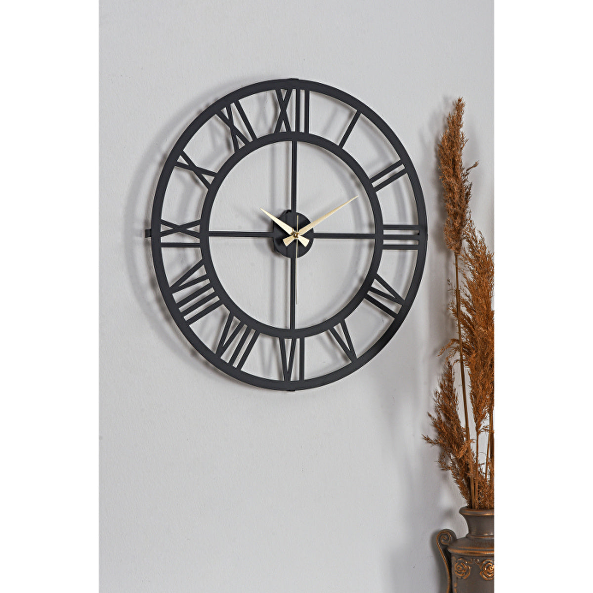 Muyika Black Metal Wall Clock 50x50cm - Silent Mechanism | Stylish Decor - Image #4