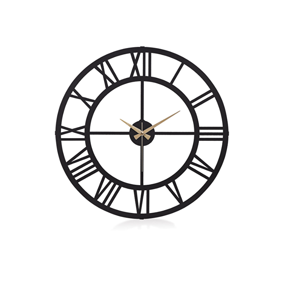 Muyika Black Metal Wall Clock 50x50cm - Silent Mechanism | Stylish Decor - Image 