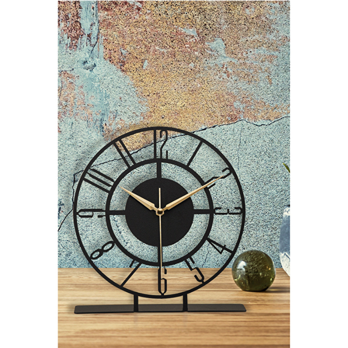 Metal Black Table Clock 25x23cm - Silent Movement | Muyika