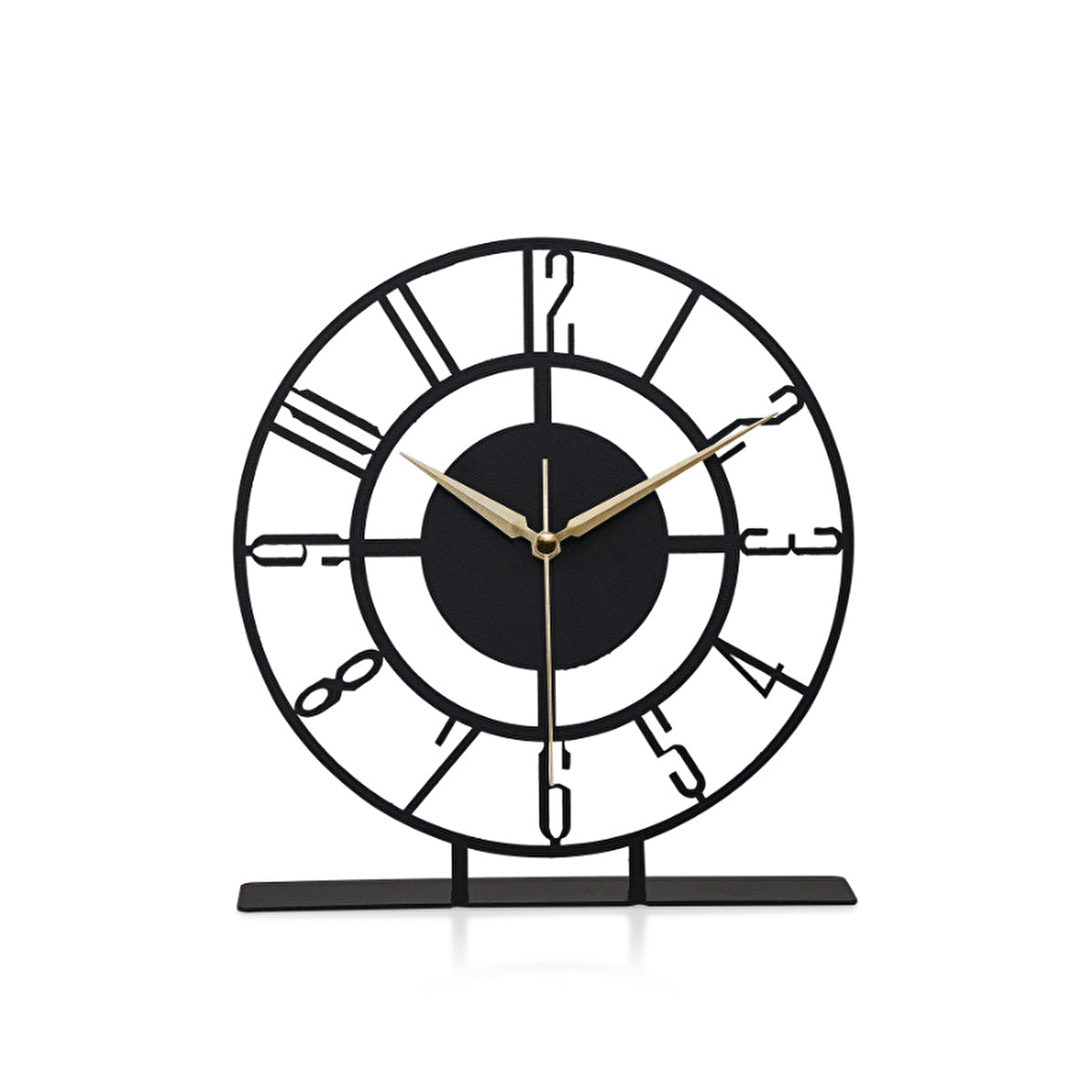 Metal Black Table Clock 25x23cm - Silent Movement | Muyika