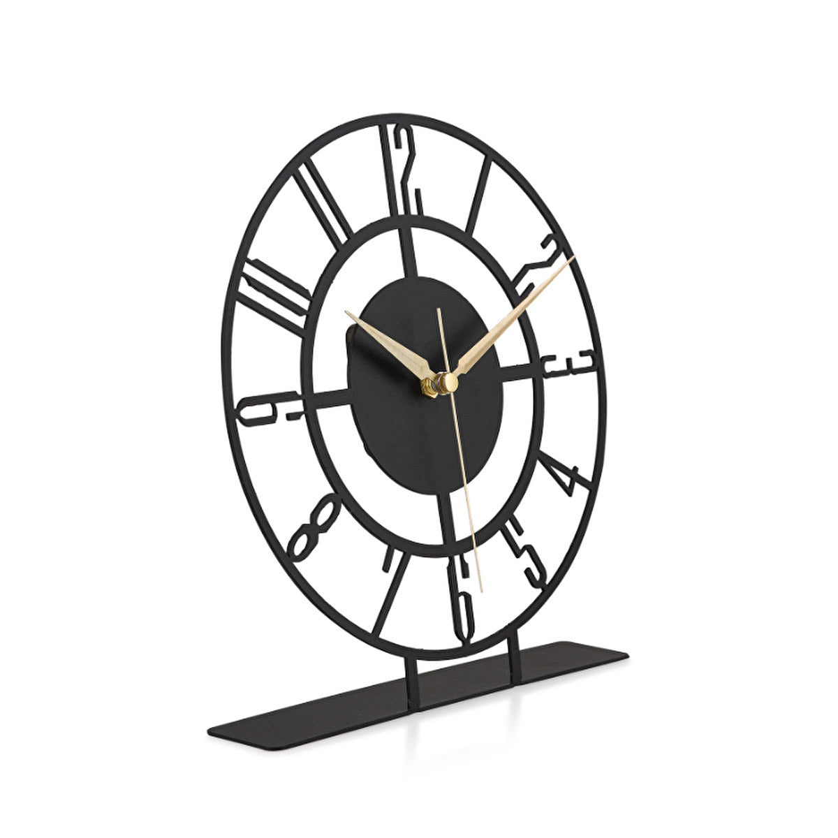 Metal Black Table Clock 25x23cm - Silent Movement | Muyika