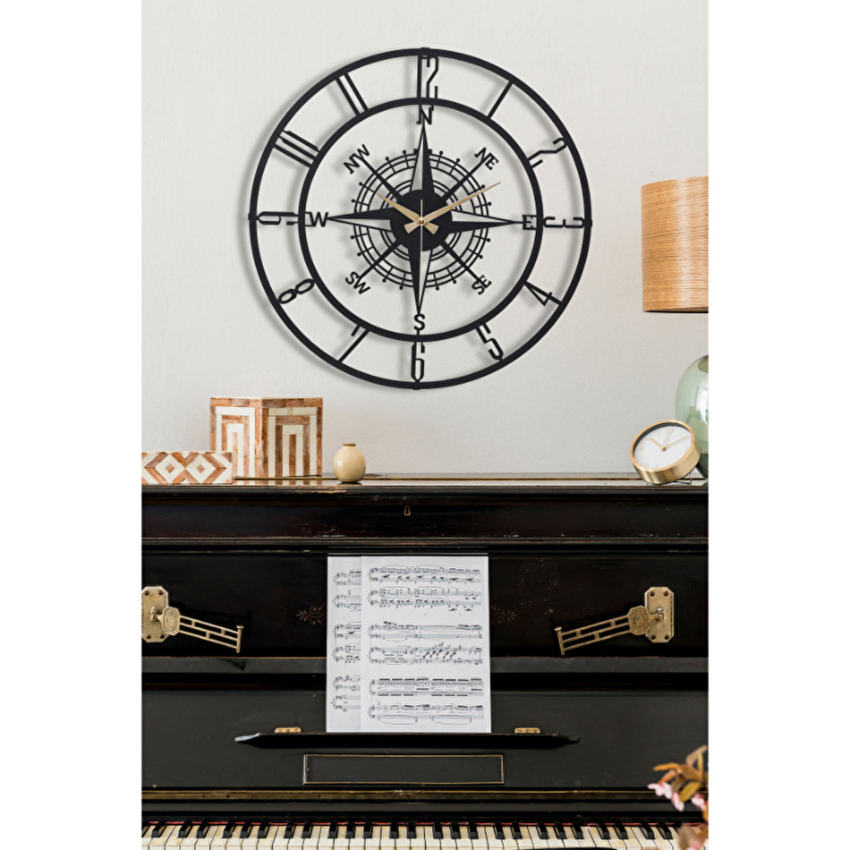 Muyika Bunnela Black Metal Wall Clock 50x50 CM - Silent Mechanism - Image #2