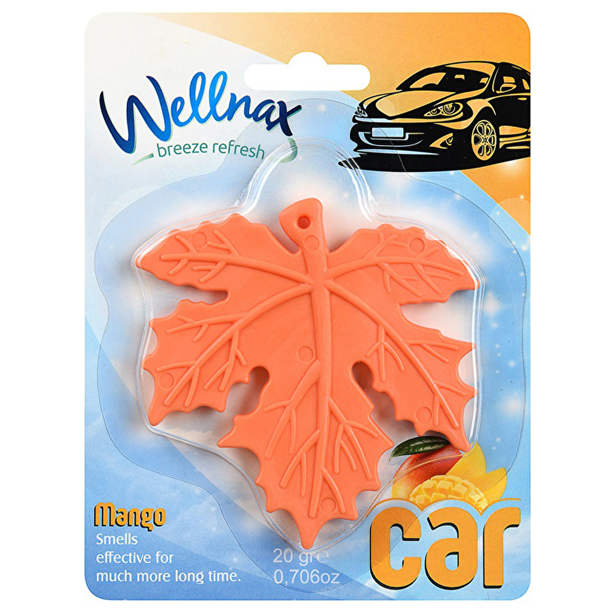 Wellnax Silicone Leaf Car Air Freshener - Mango Scent | 20g