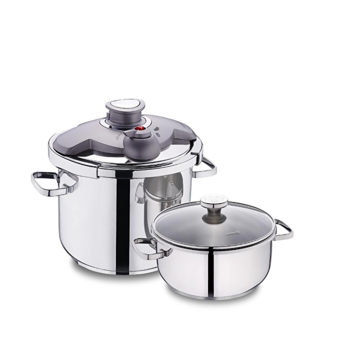 Korkmaz Aqua 2-Piece Pressure Cooker Set - Stainless Steel | 4L & 6L - Image #1