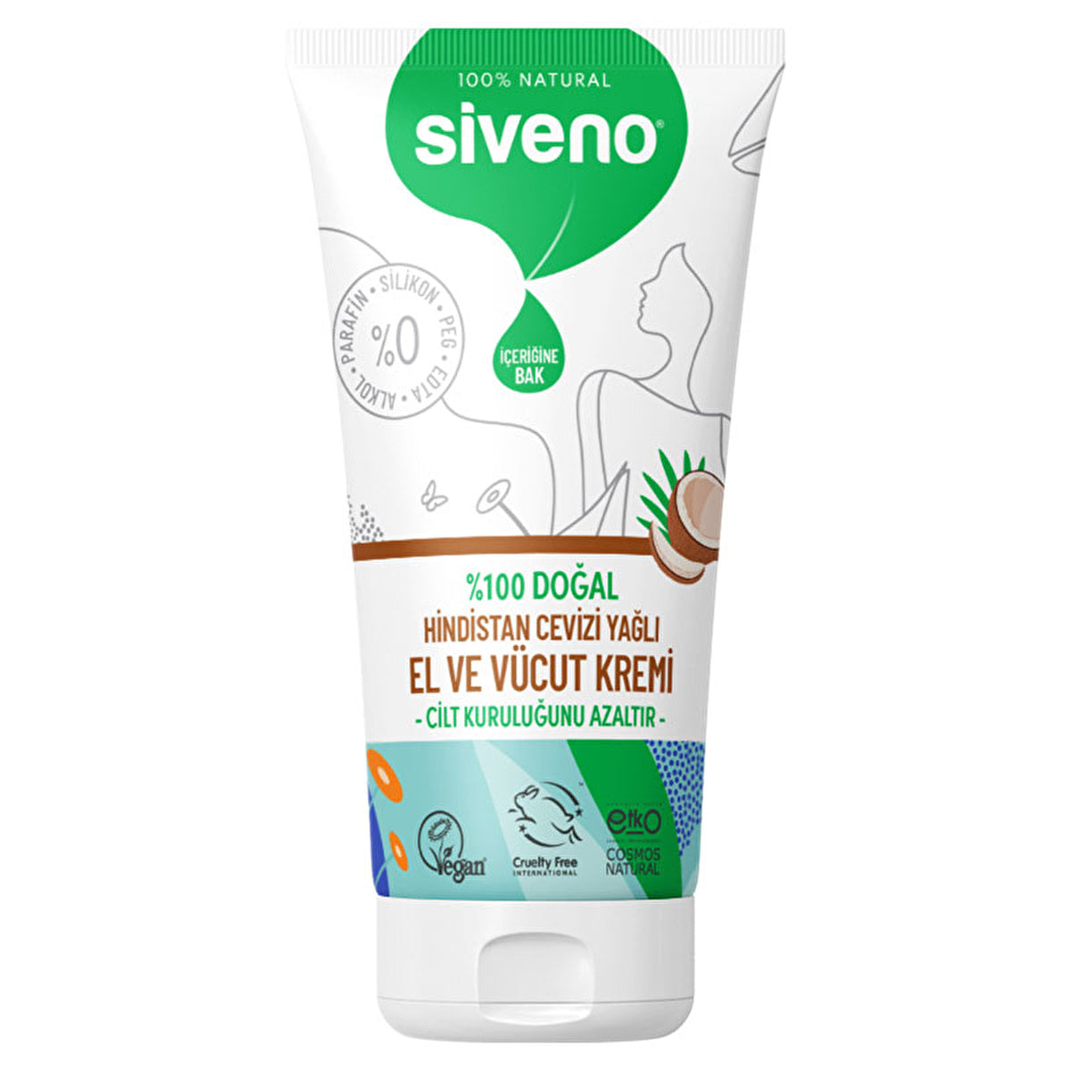 Siveno Natural Hand and Body Cream - Coconut 50ml | Vegan & Cruelty-Free