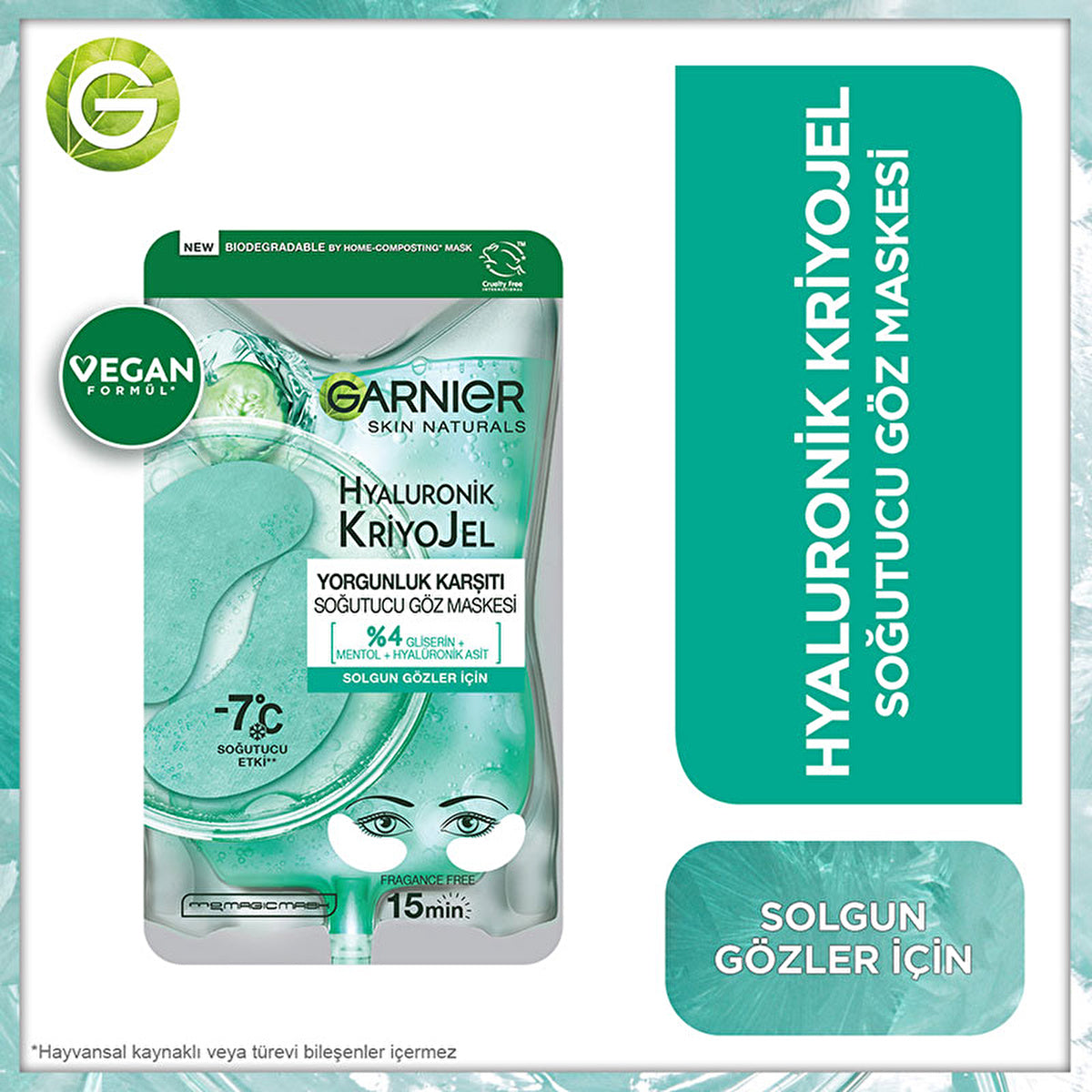 Garnier Hyaluronic Cooling Eye Mask - Anti-Fatigue | Under-Eye Treatment