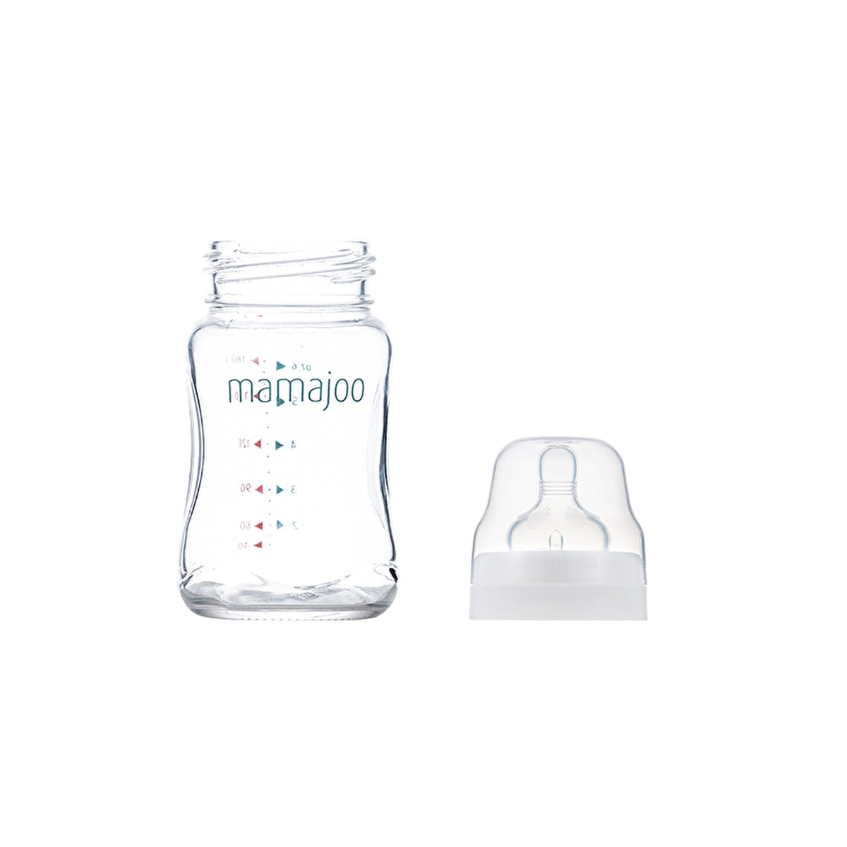 Mamajoo Glass Baby Bottle 180ml - Anti-Colic Nipple Size 1 | BPA-Free