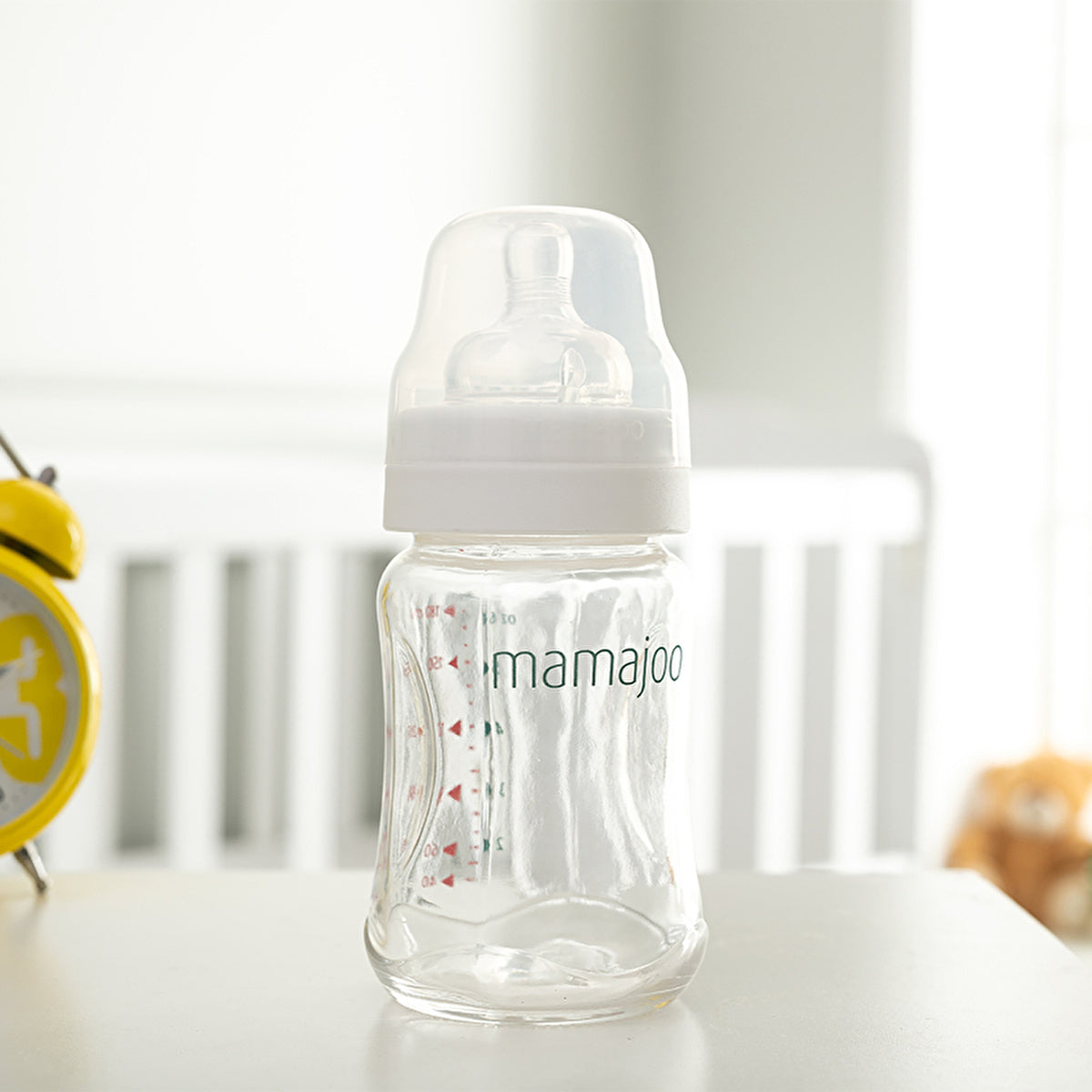 Mamajoo Glass Baby Bottle 180ml - Anti-Colic Nipple Size 1 | BPA-Free