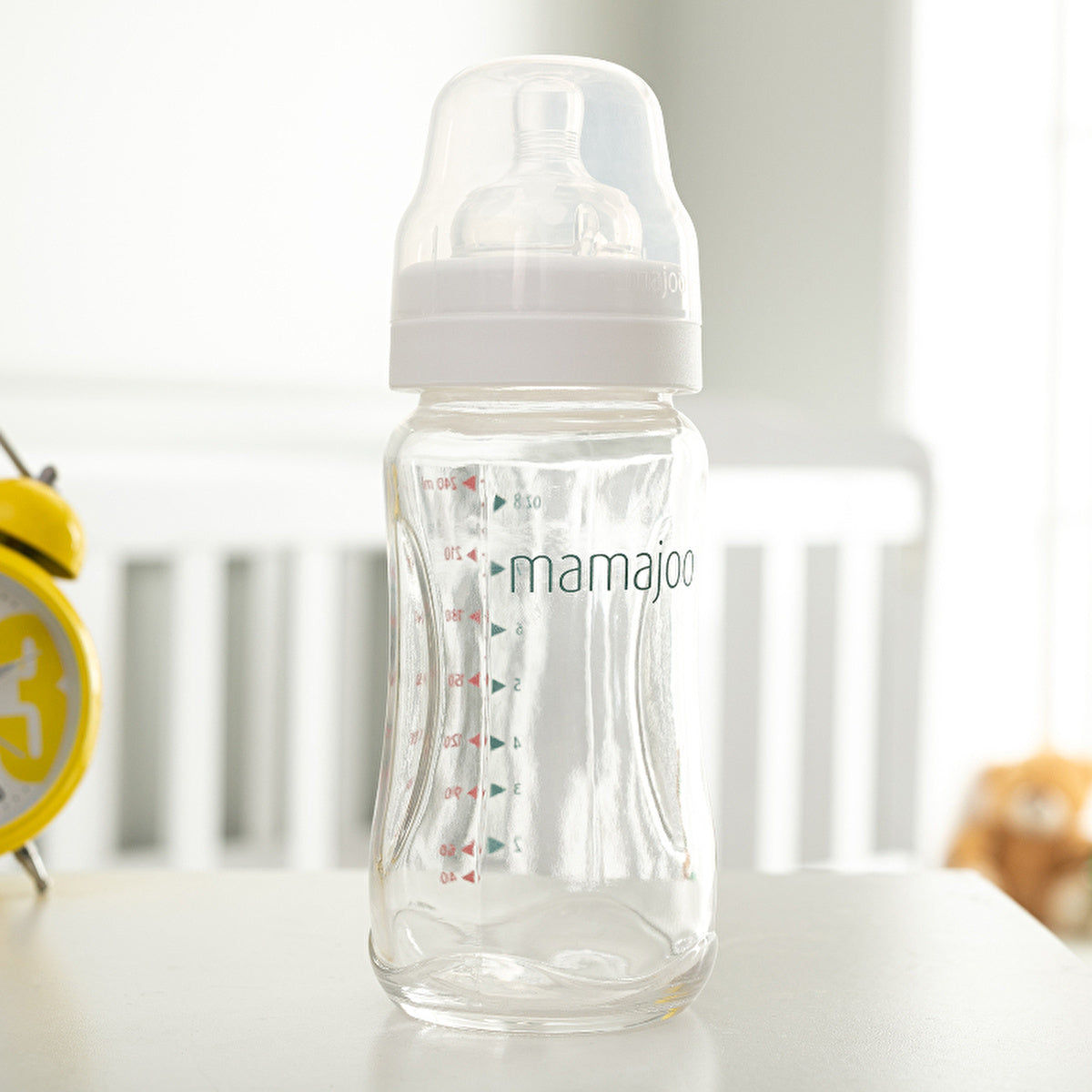 Mamajoo Glass Baby Bottle 240ml - Anti-Colic Nipple No.2 | BPA Free