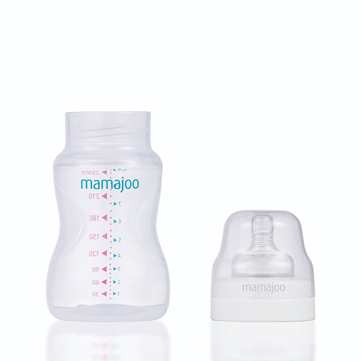 Mamajoo Silver Bottle 8 oz - Anti-Colic Nipple Size 2 | BPA-Free