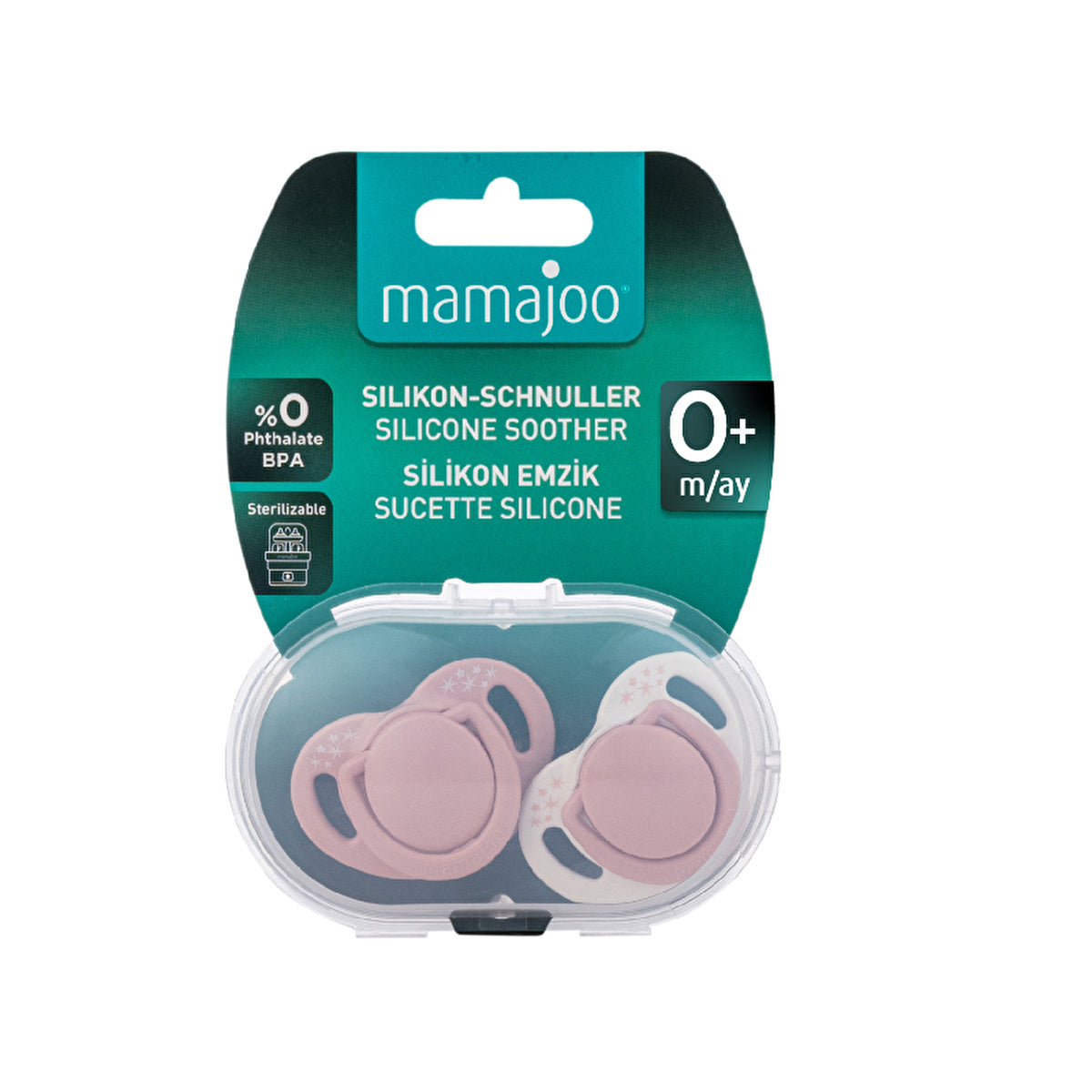 Mamajoo Sterilization & Storage Box - Powder Pink Orthodontic Pacifiers | 0 Months+