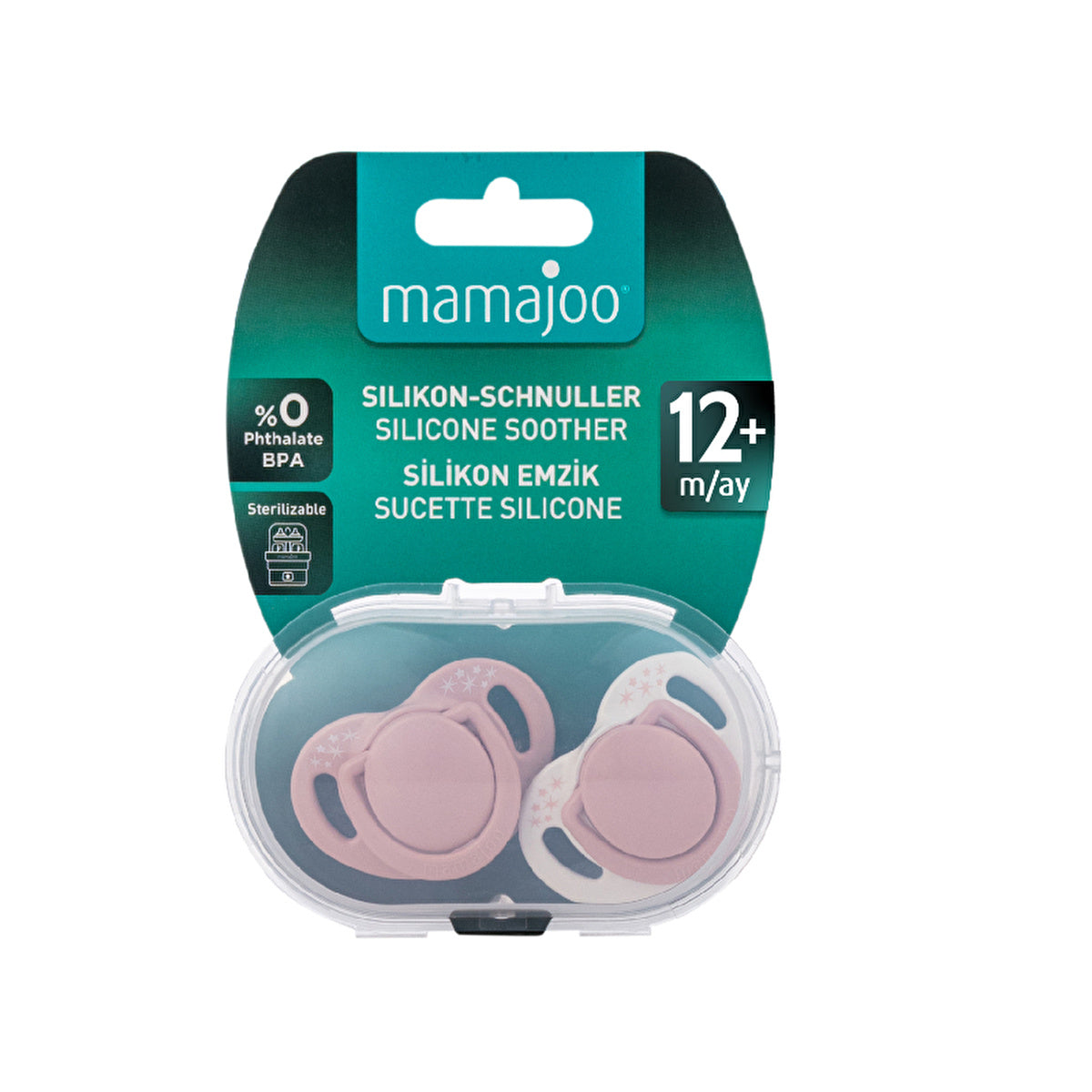 Mamajoo Sterilization & Storage Powder Pink Orthodontic Pacifiers - 12+ Months - Image #4