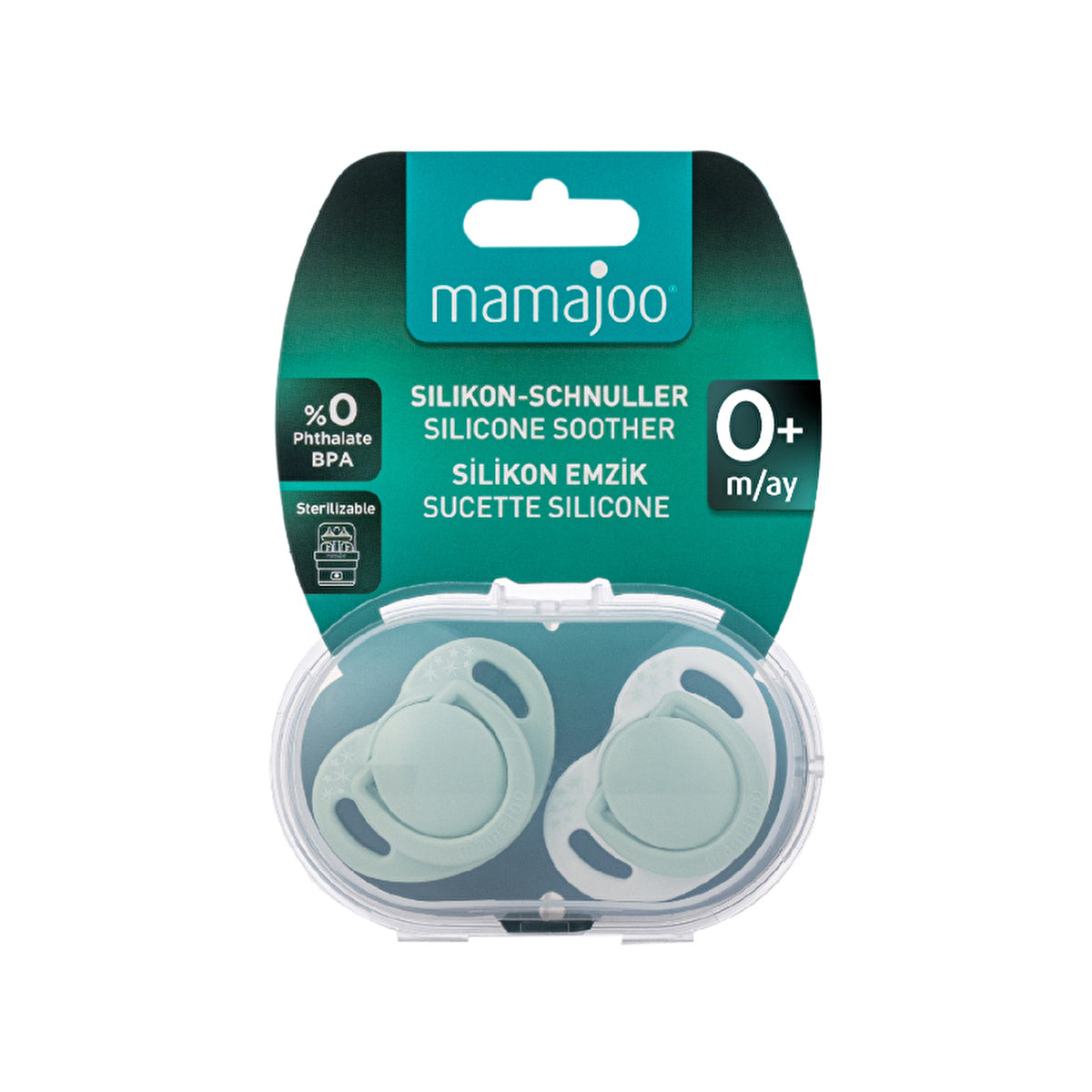 Mamajoo Sterilization & Storage Case Orthodontic Pacifiers - 0 Months+ | Powder Green - Image #4