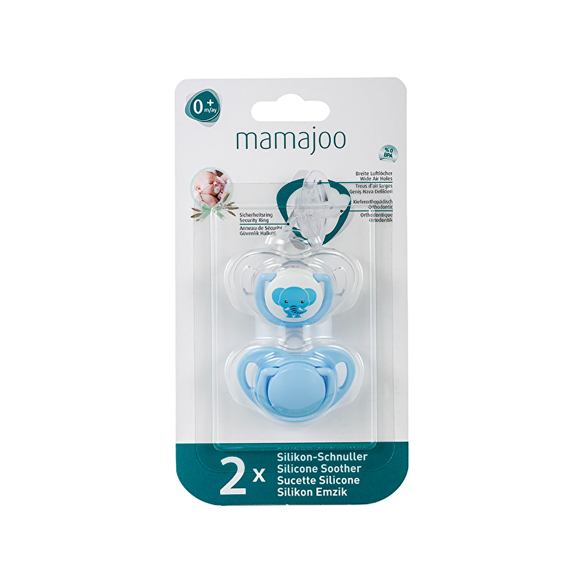 Mamajoo Orthodontic Pacifier Elephant & Blue - 0 Months+ | BPA Free