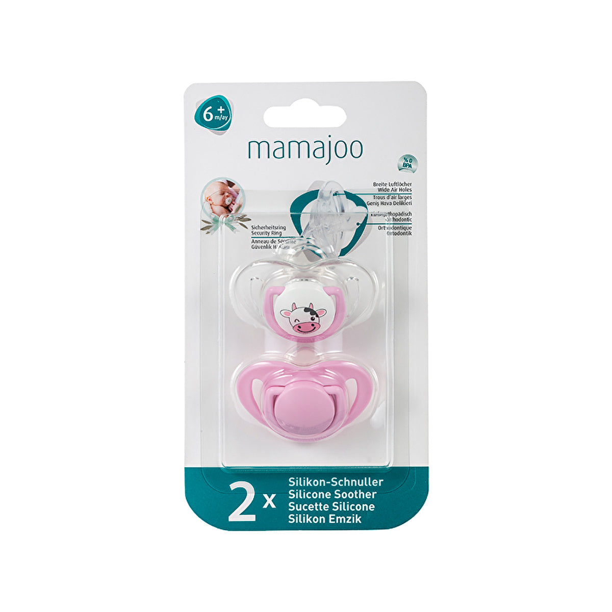 Mamajoo Orthodontic Pacifier Cow & Pink - 0-24 Months | Silicone