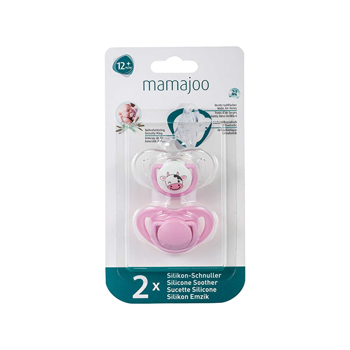 Mamajoo Orthodontic Pacifier - Cow & Pink | 12 Months+