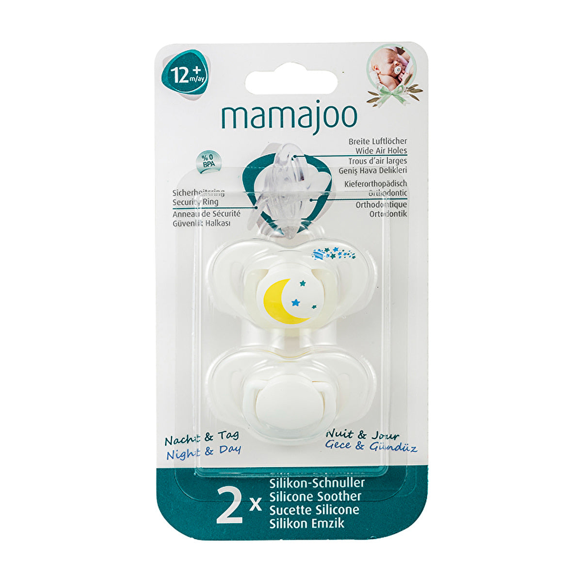 Mamajoo Orthodontic Pacifier Day & Night - 12+ Months | BPA Free - Image #1