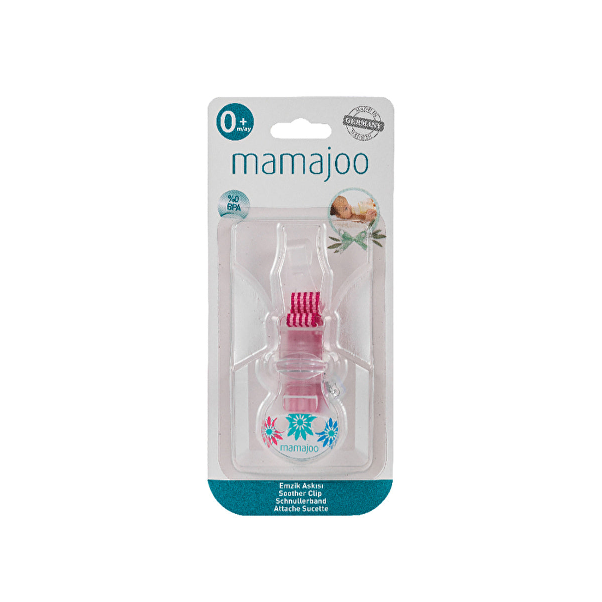 Mamajoo Pacifier Clip - Pink | Safe and Practical Baby Accessory