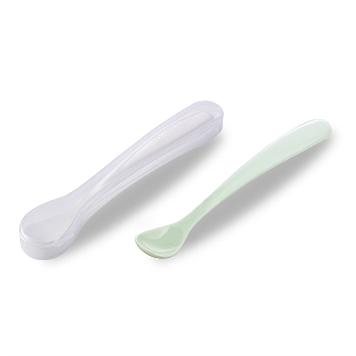 Mamajoo 2-Pack Baby Spoons & Storage Case - Powder Green & White