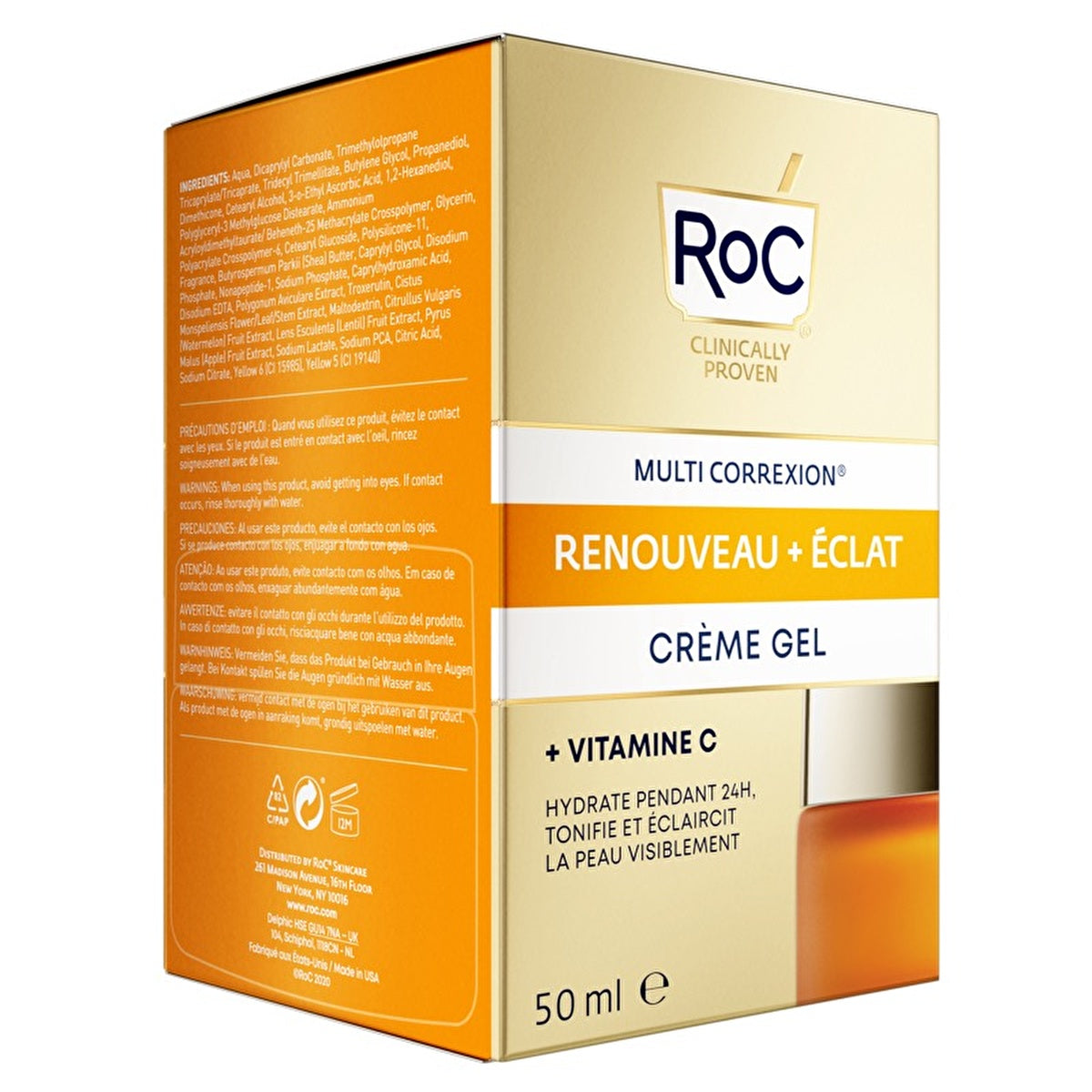 Roc Brightening Gel Face Cream 50ml - Lightweight Moisturizer | Radiant Skin